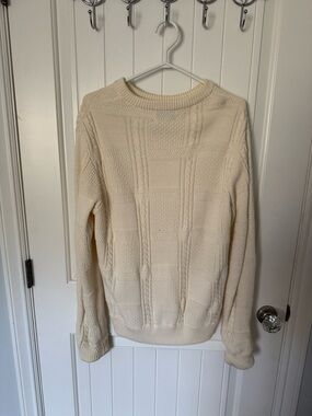Cream Cable-Knit Crewneck Sweater
